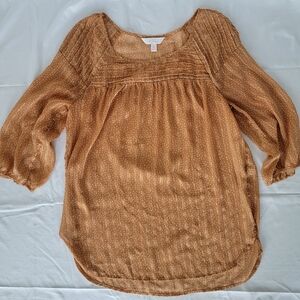 LC | Lauren Conrad Sheer Polka Dot Blouse, 3/4 Sleeve, Size Medium